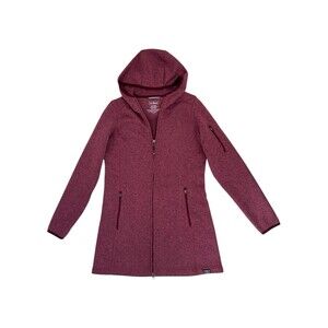 L.L. Bean Hooded Fleece Jacket Womens XS Burgundy Full Zip